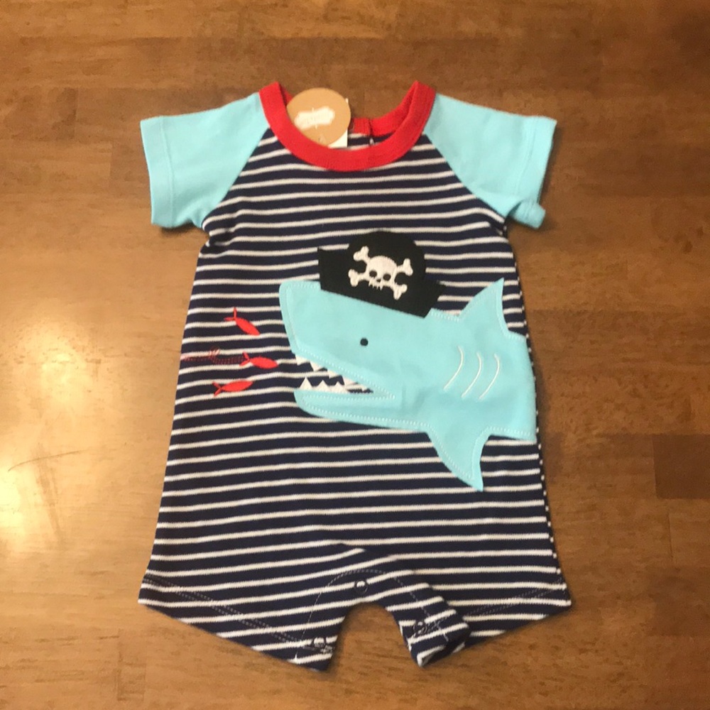 Baby boy shark romper